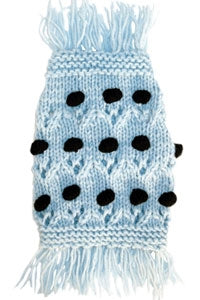 Pom Pom Hand Knit Sweater - Ice Blue